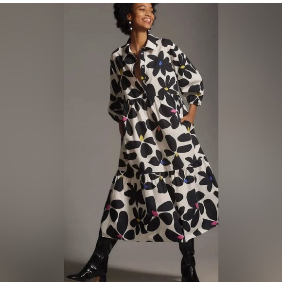 Anthropologie The Bettina Tiered Shirt Dress by MaeveSize Small